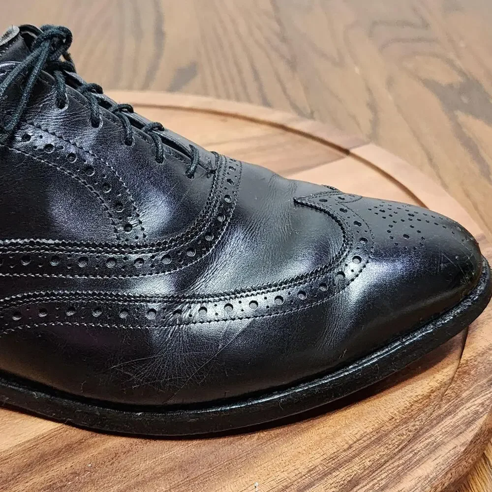 Allen Edmonds Chester Dress Shoes Mens Size 9.5 D Black Leather Wingtip Oxford